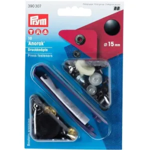 15mm Anorak Press Fasteners - Black