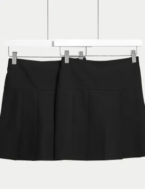 2 Pairs of Girls' (2-18 Years) Large Fit Pleated School Skirts Marks & Spencer black