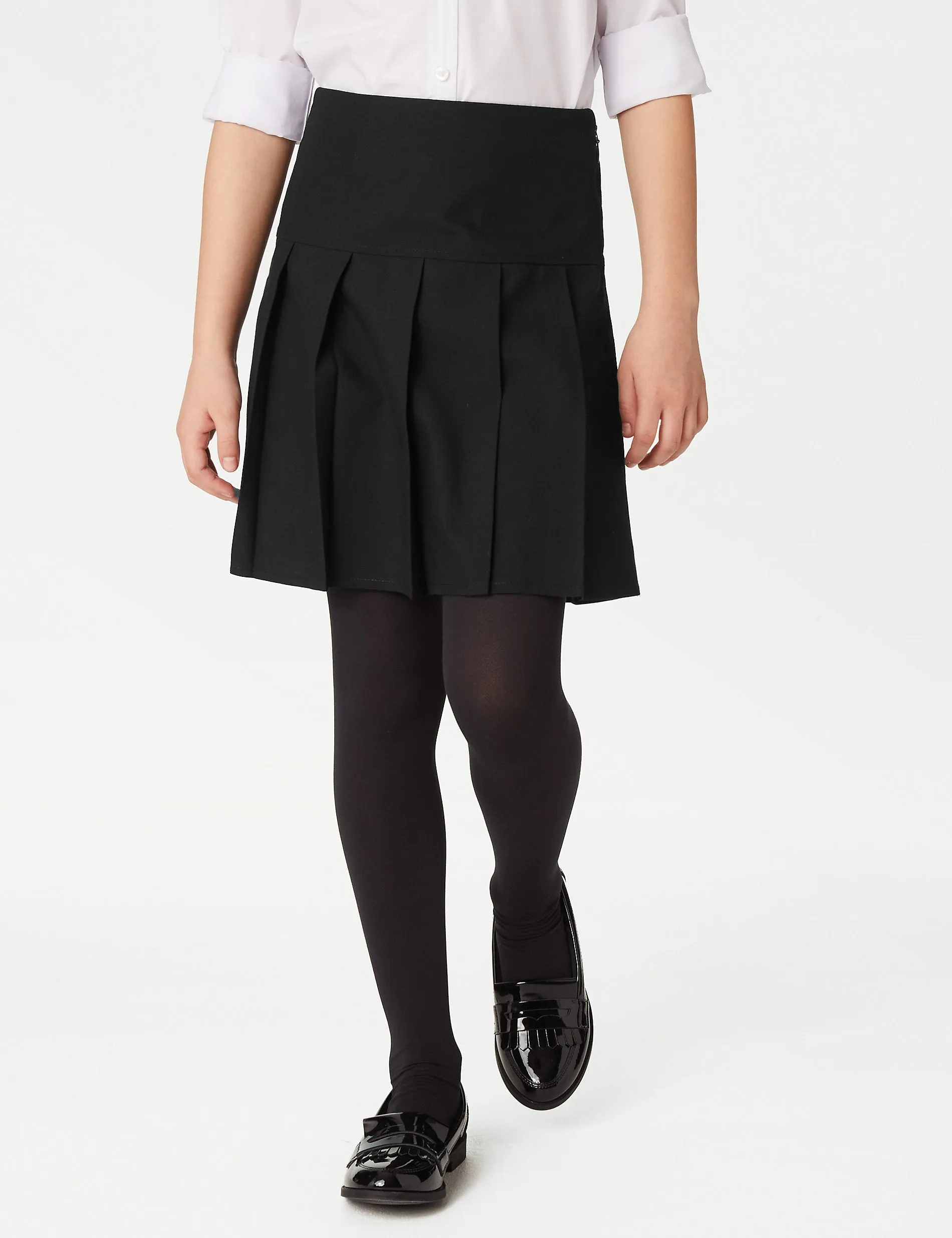 2 Pairs of Girls' (2-18 Years) Large Fit Pleated School Skirts Marks & Spencer black