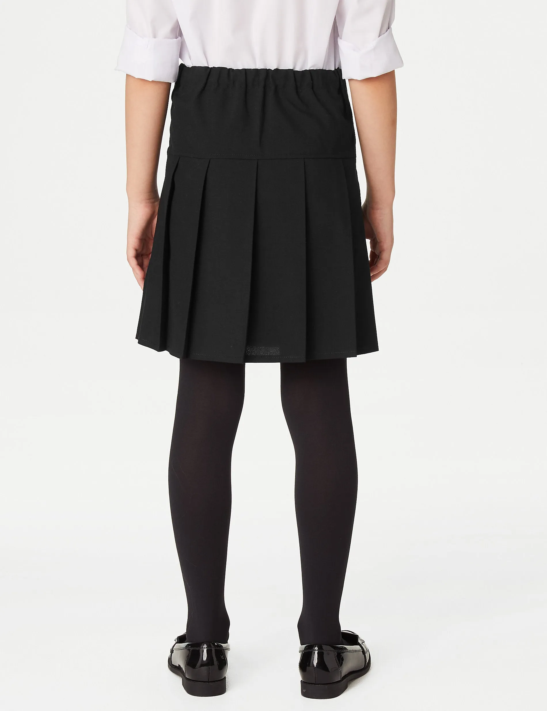 2 Pairs of Girls' (2-18 Years) Large Fit Pleated School Skirts Marks & Spencer black