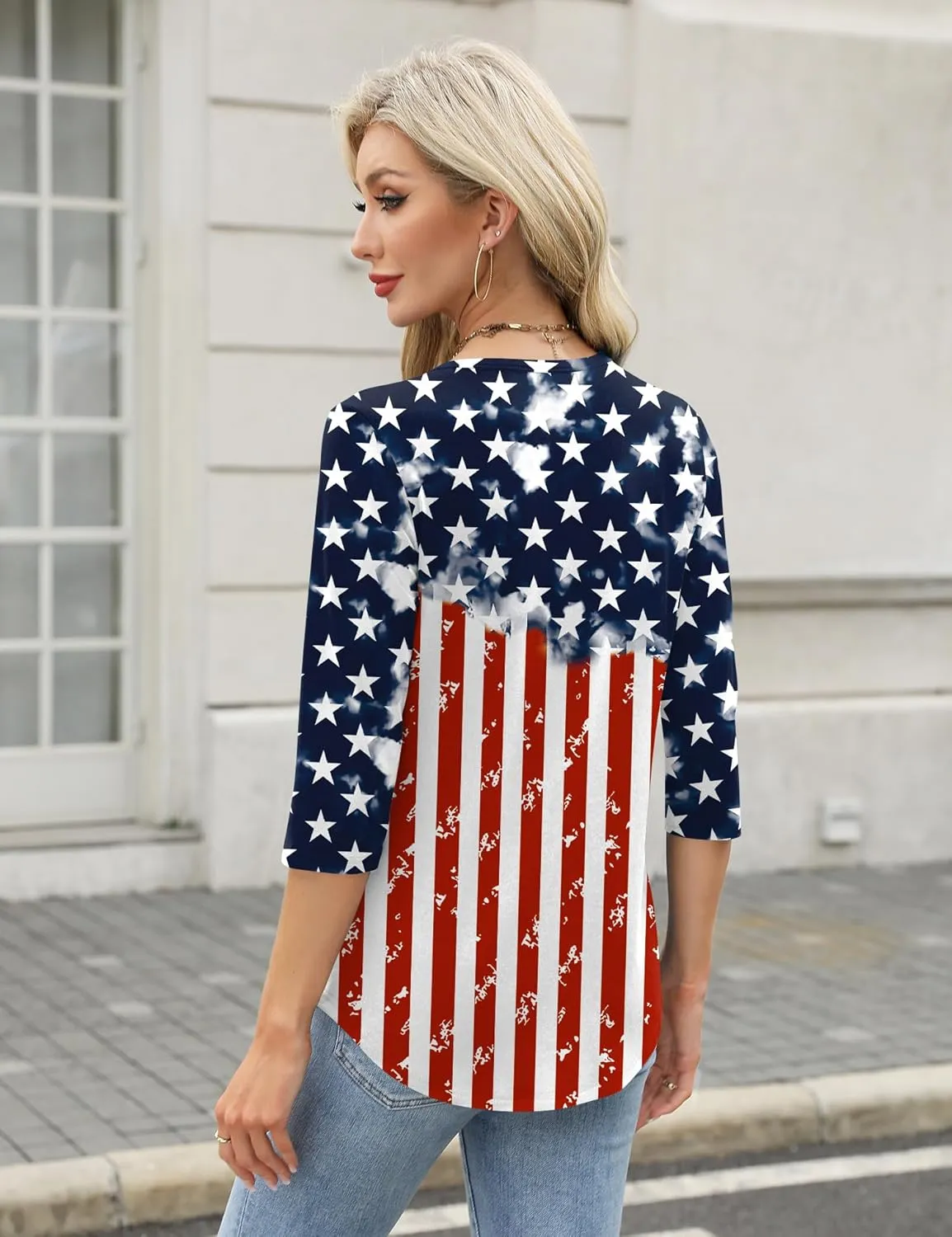 3/4 Lenght Sleeve Womens Tops Summer and Spring Tops for Women V Neck Blouses Dressy Casual 2025 Trendy