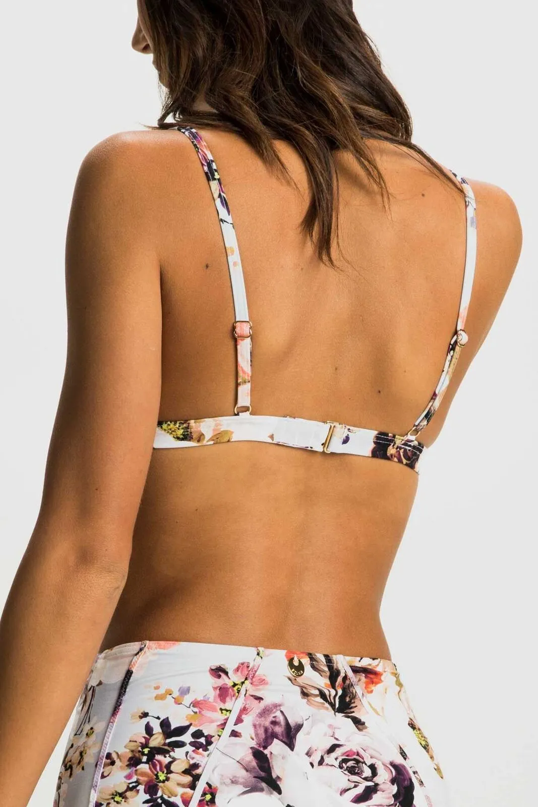 AZURA Divinity Floral Tri Bikini Top in Dove Grey