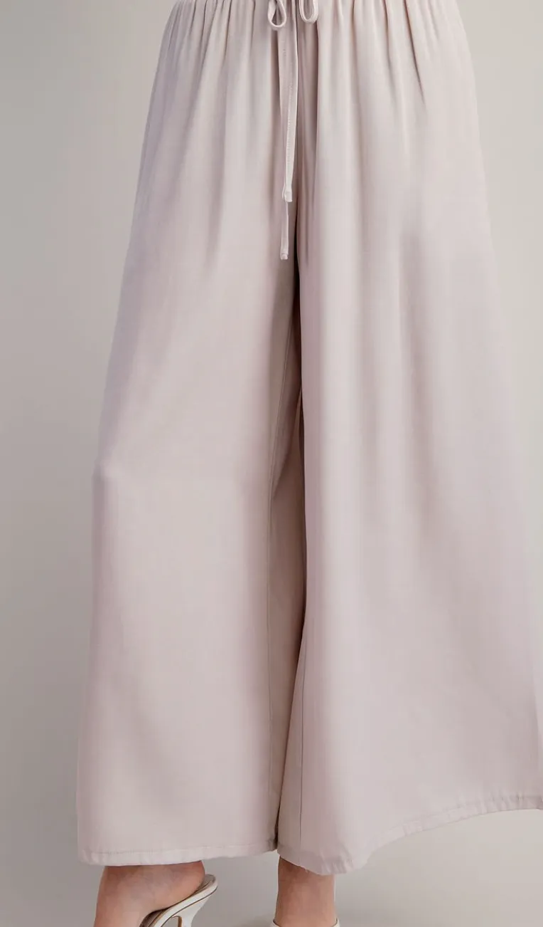 Beige Wide Leg Pants