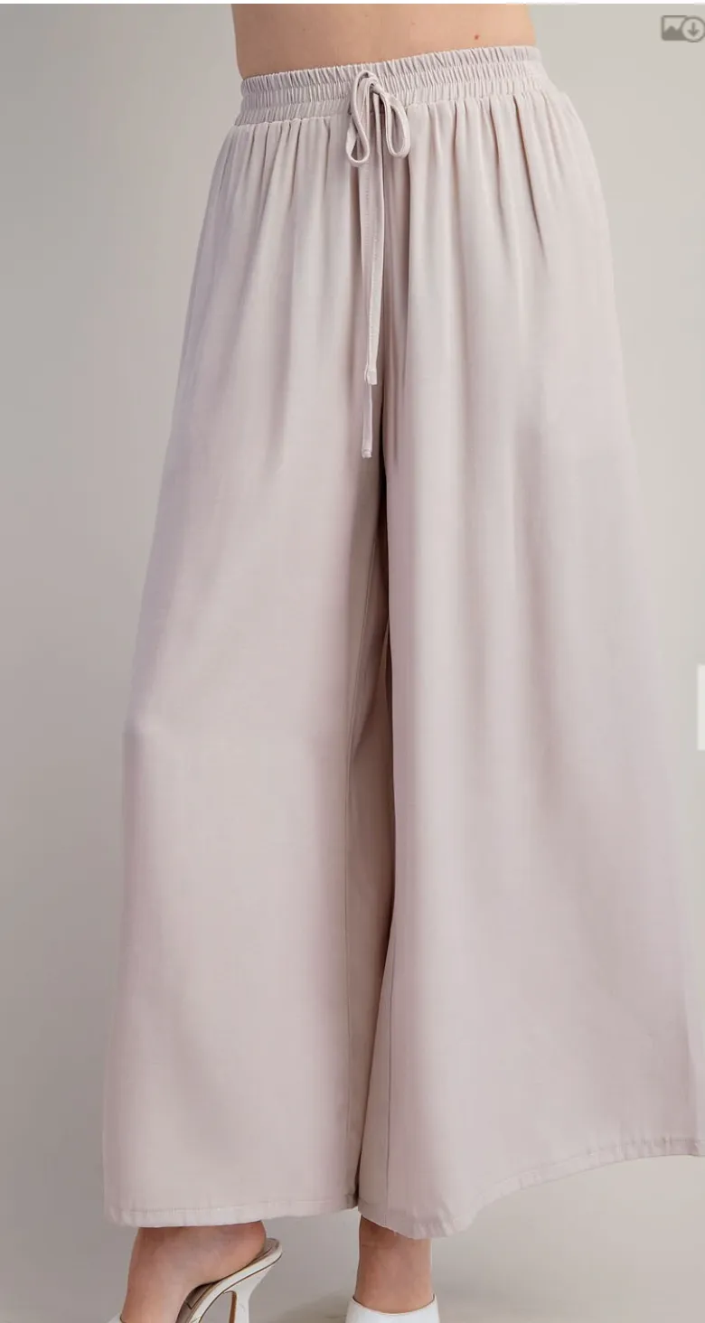 Beige Wide Leg Pants