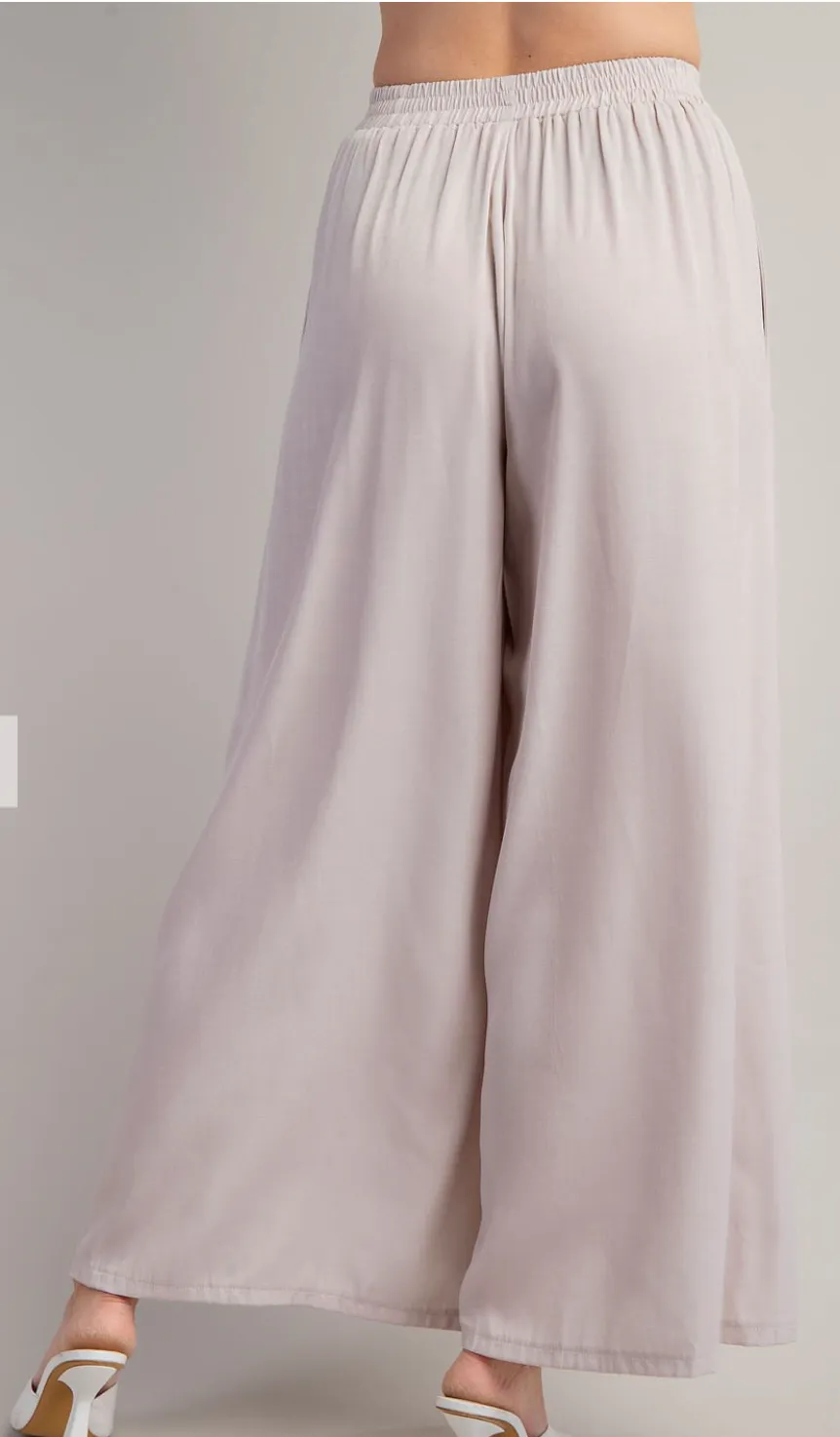 Beige Wide Leg Pants