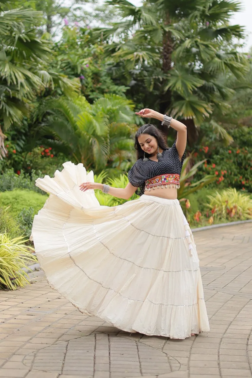 Black Elegant Lehenga with Leheriya Print Blouse