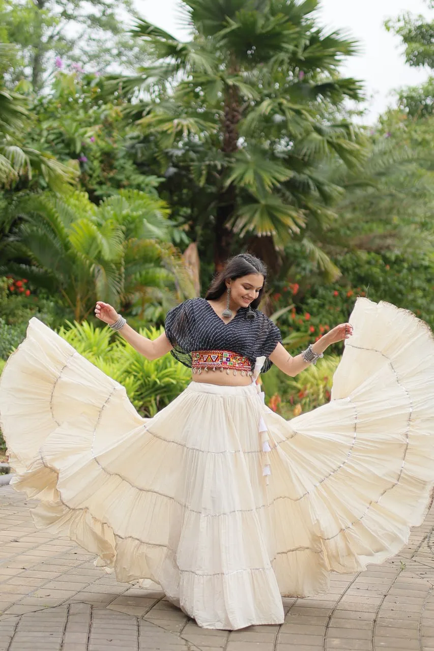 Black Elegant Lehenga with Leheriya Print Blouse
