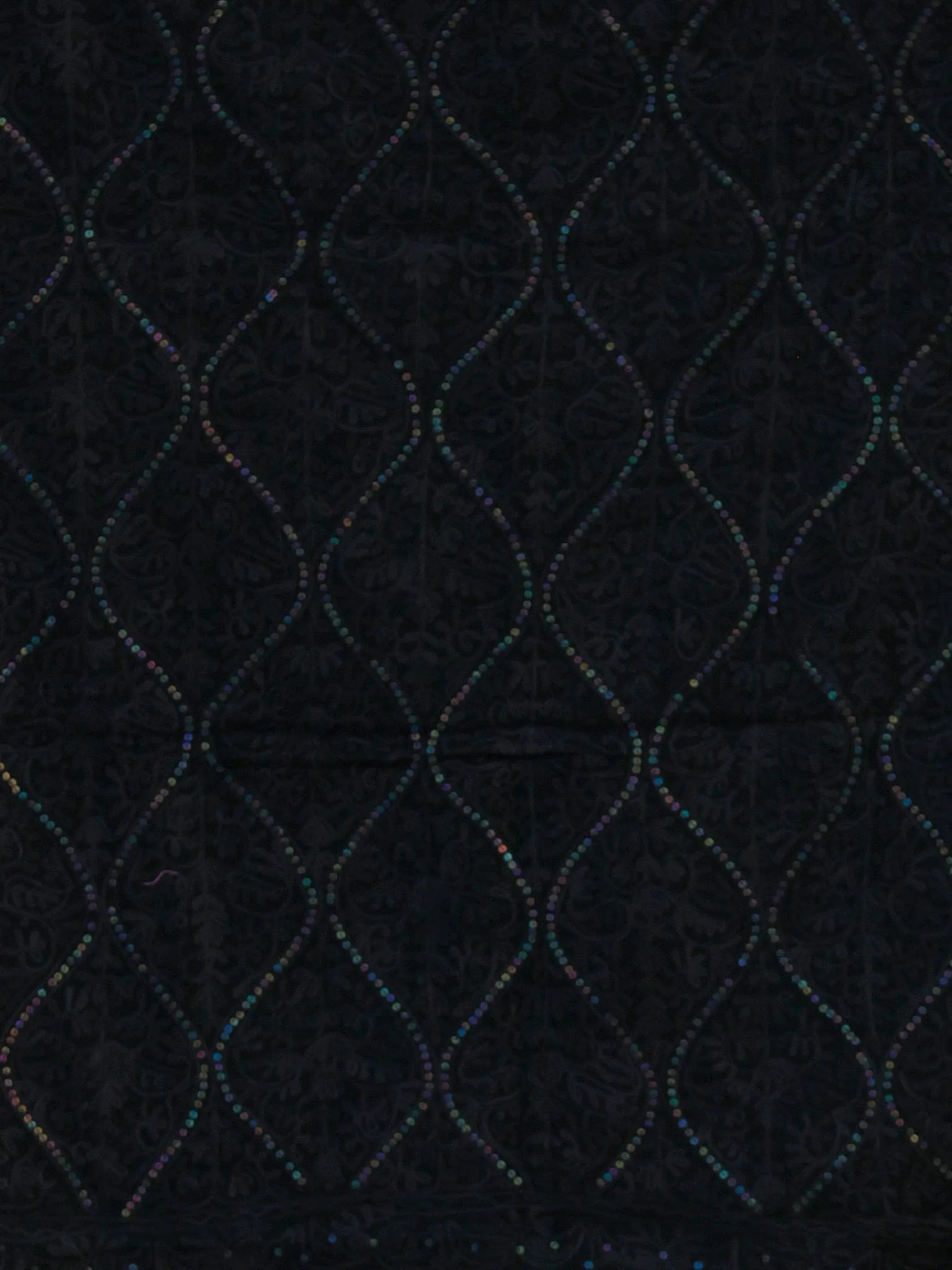 Black Jamavari Aari & Sequence Embroidered Pure Wool Kashmiri Stole - S200545
