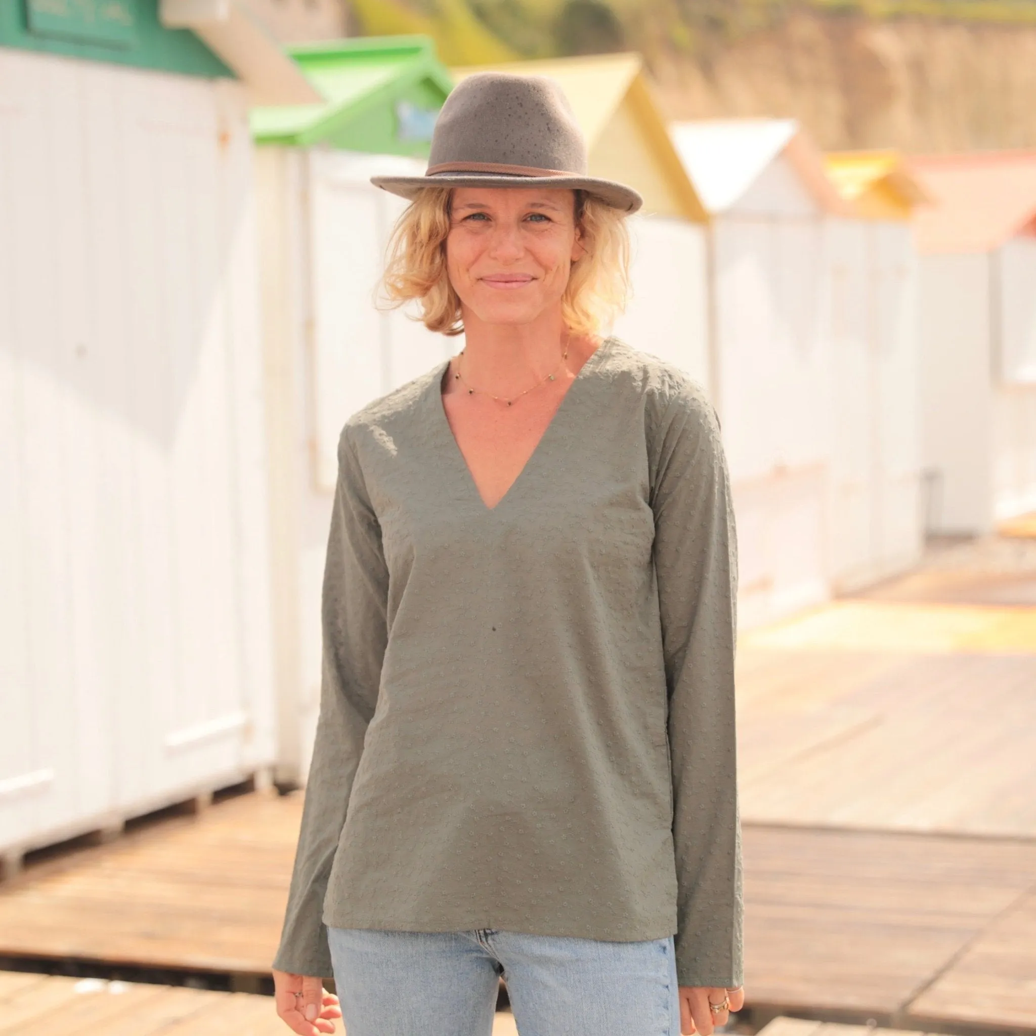 Blouse Abigaëlle - coton broderie kaki