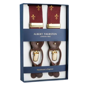 Bordeaux with Gold French Lily 35 mm Braces