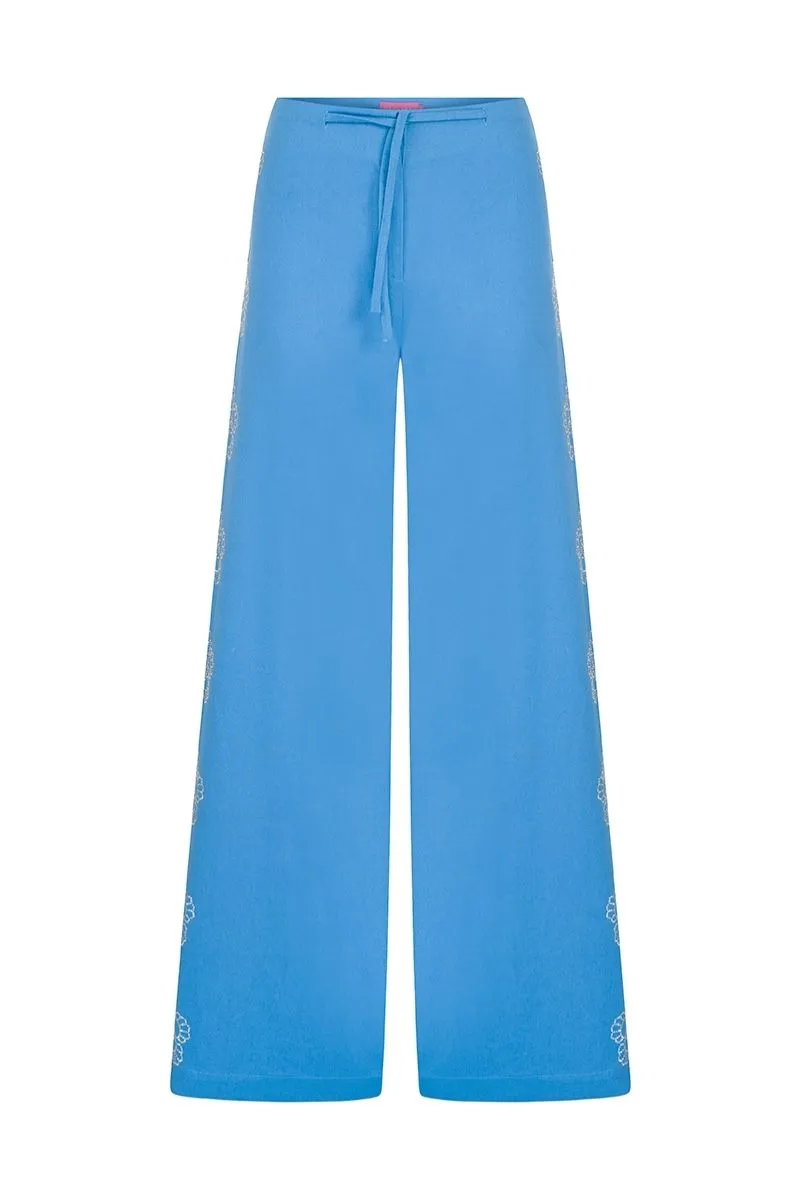 CHRYSANTHEMUM BLUE WIDE LEG PANTS