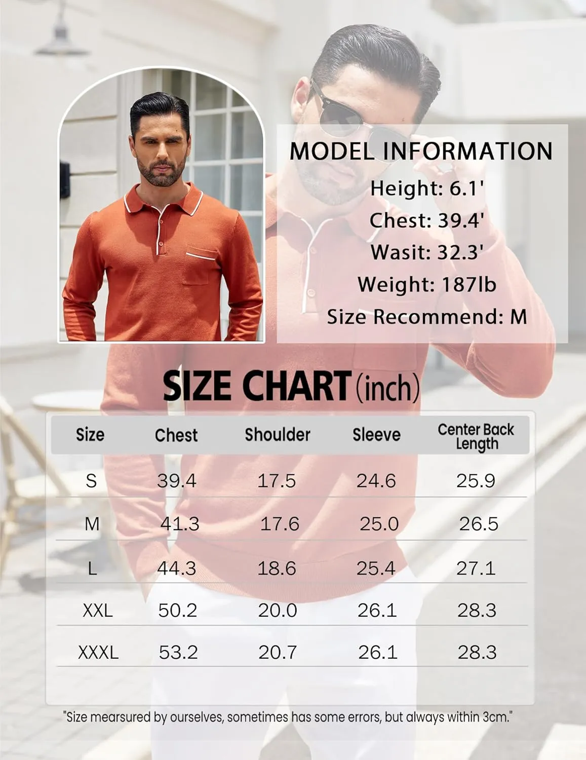 COOFANDY Mens Knit Polo Long Sleeve Collared Sweater Polo Business Casual Polos with Pocket