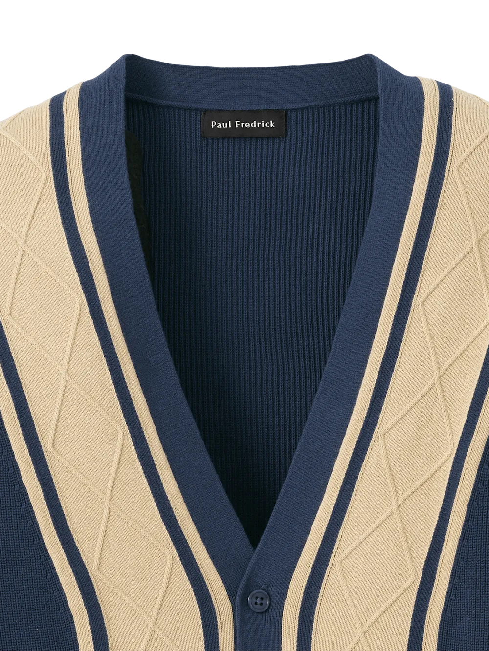 Cotton Button Front Cardigan Sweater - Navy