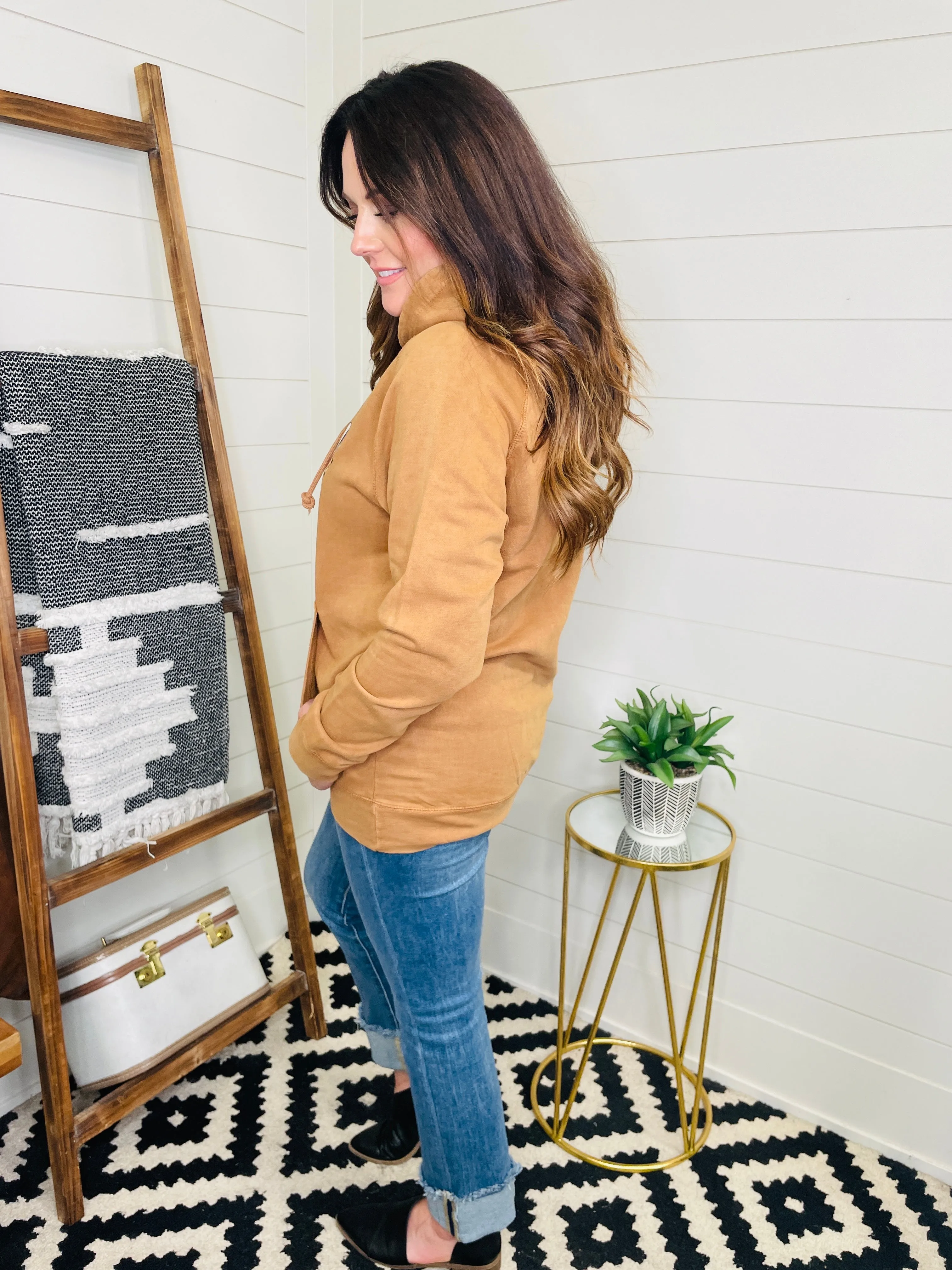Football Mom Leopard Trim Graphic Vintage Hoodie