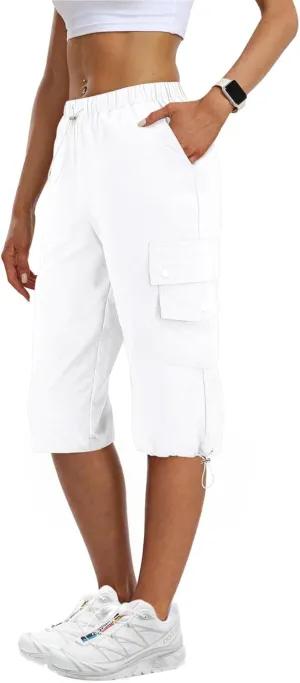 Hiking Capri Cargo Pants Women Baggy Low Rise Lightweight Summer Outdoor Casual Loose Style with 6 Pockets