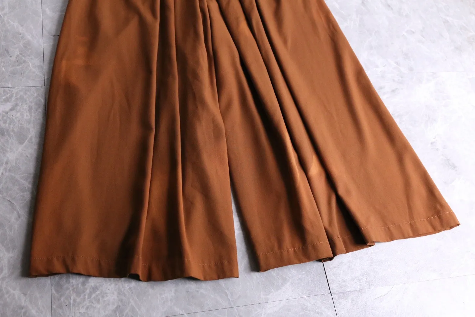 light brown 3 tuck gaucho pants