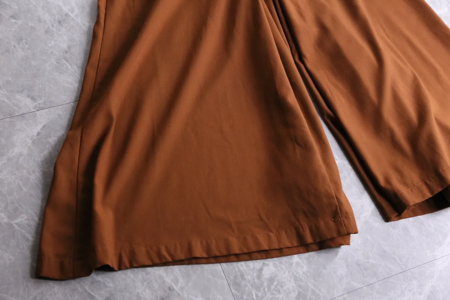 light brown 3 tuck gaucho pants