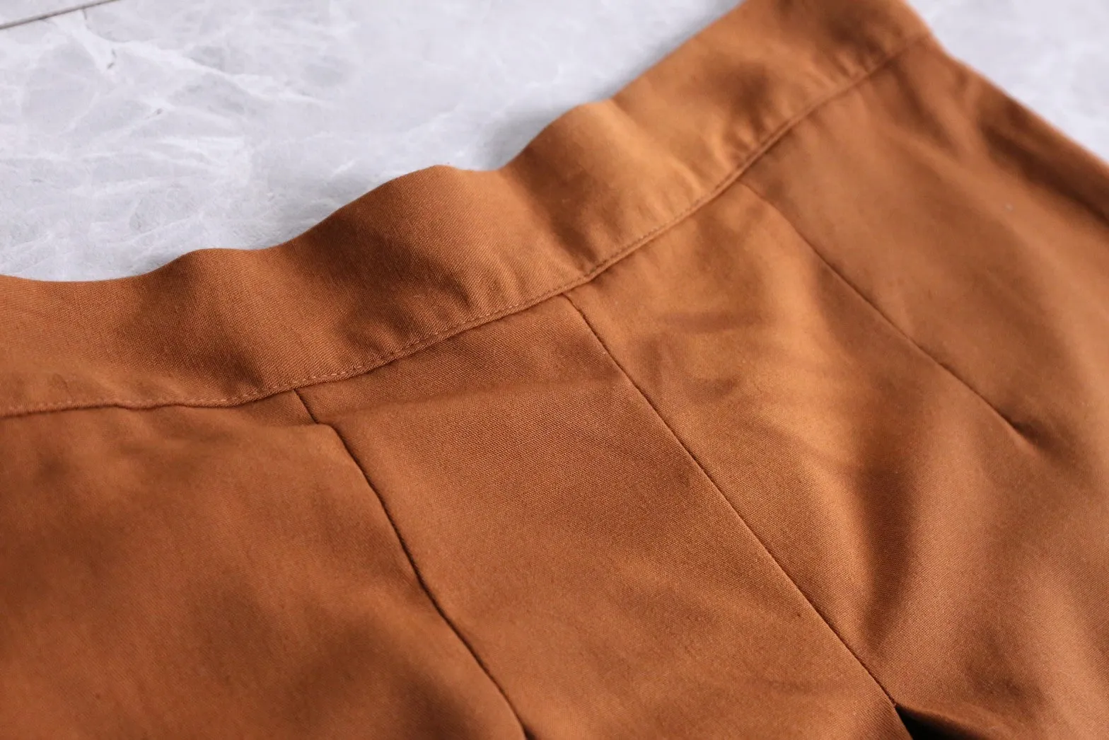 light brown 3 tuck gaucho pants