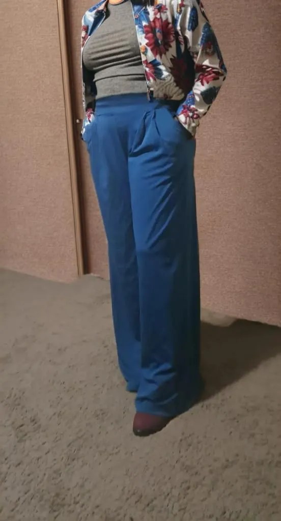 LROSEY Women Casual Stretchy Wide Leg Palazzo Pants with Pockets Flowy Dress Pants High Waisted Trousers