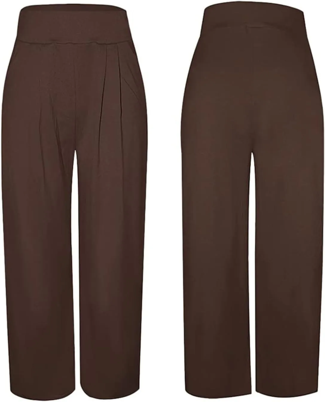 LROSEY Women Casual Stretchy Wide Leg Palazzo Pants with Pockets Flowy Dress Pants High Waisted Trousers