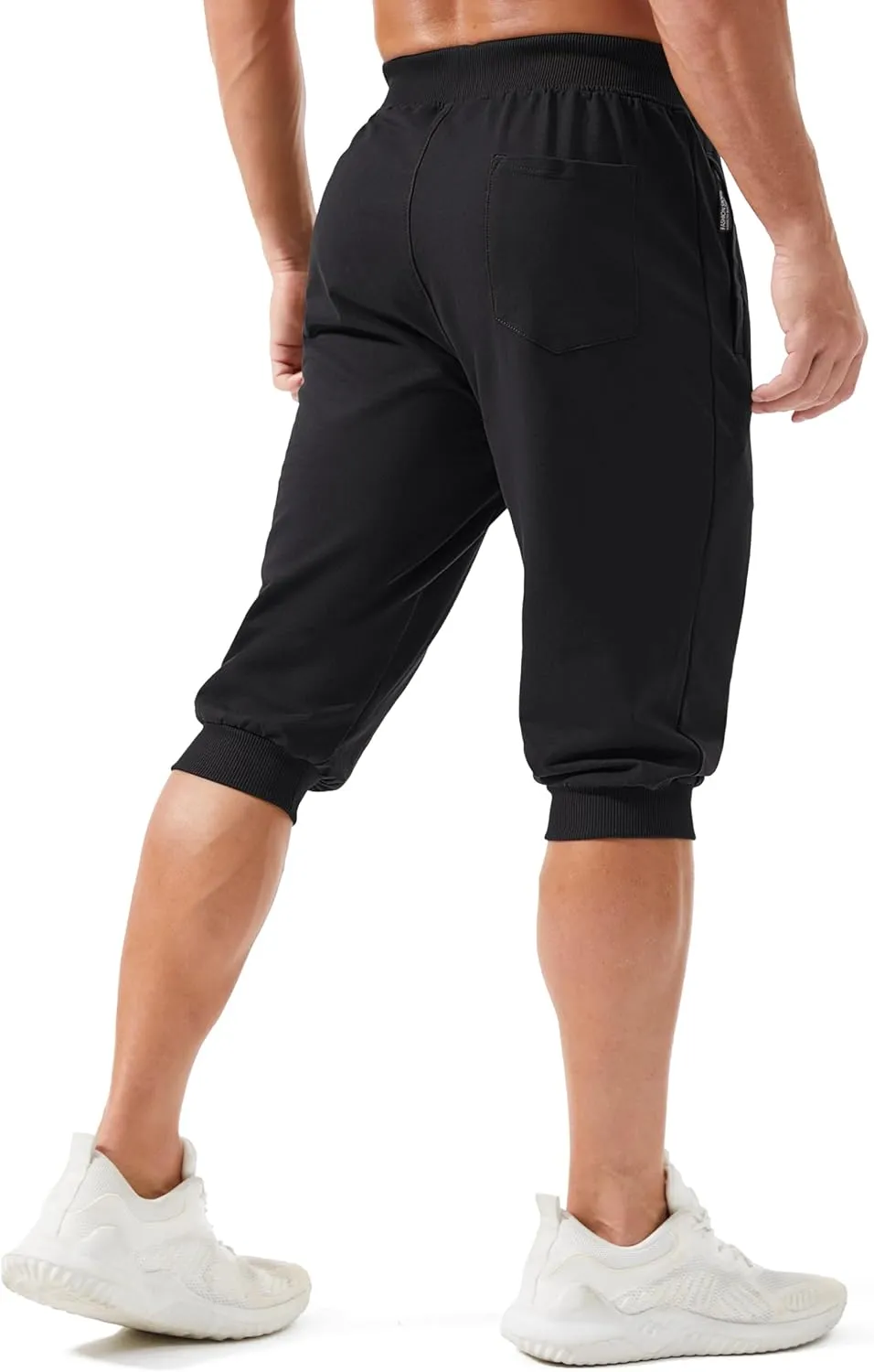 MAGCOMSEN Men's 3/4 Joggers Capri Pants with Zipper Pockets Slim Fit Training Running Workout Capri Joggers