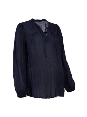Maternity Textured Split Neck Blouse in Forever Navy