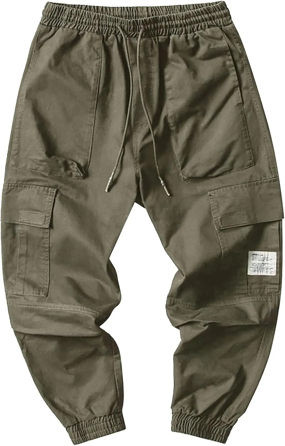 Mens Cargo Pants Slim Fit Stretch Waist Vintage Cargo Sweatpants Lightweight Drawstring Fashion Casual Streetwear Pants