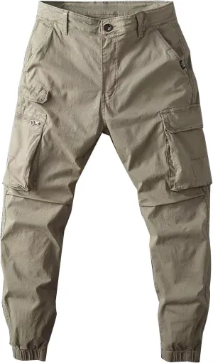 Men's Casual Cargo Pants Slim Fit Stretch Tactical Outdoor Joggers Lightweight Work Hiking Military Sweatpants with Pocket