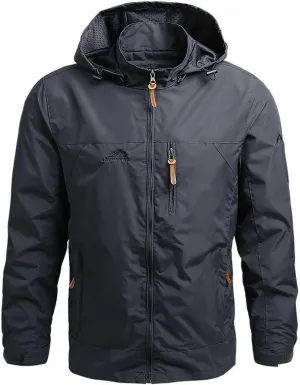 Mens Lightweight Waterproof Jacket Mountain Sport Jacket with Hooded Loose Fit Hiking Windbreaker Raincoat