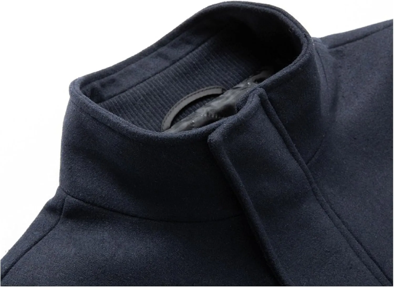 Men's Wool Blend Business Overcoat Stand Collar Warm Winter Trench Coat Slim Fit Windproof Pea Coat Down Topcoat