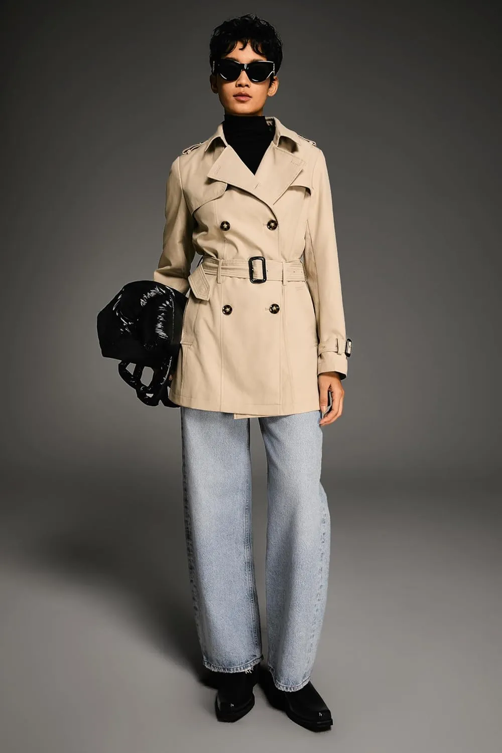 Orolay Women's Double Breasted Trench Coat Windbreaker Jacket with Belt