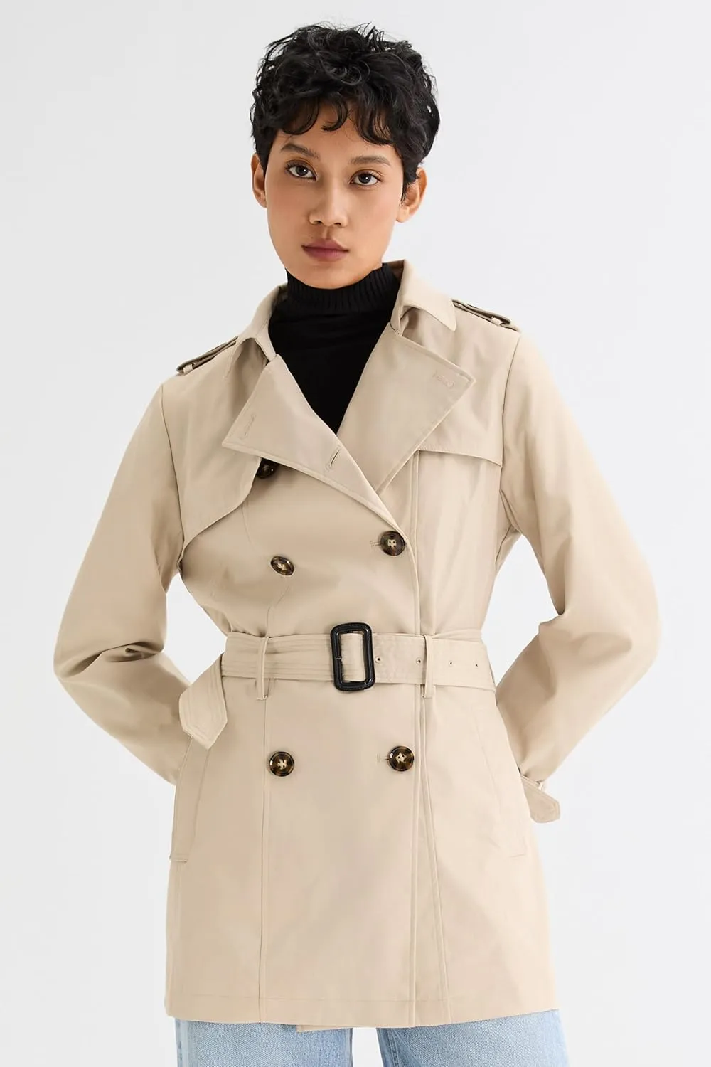 Orolay Women's Double Breasted Trench Coat Windbreaker Jacket with Belt
