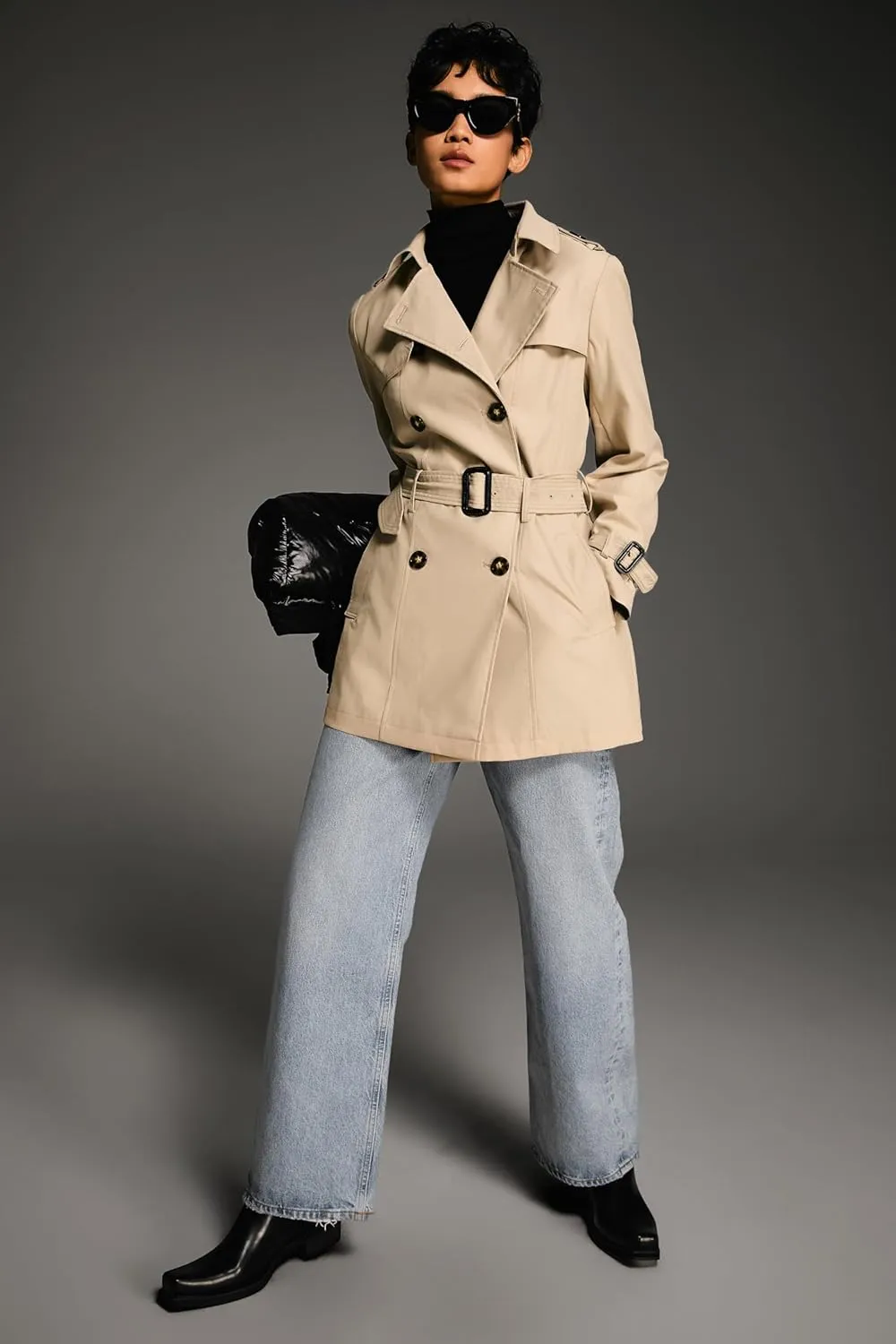 Orolay Women's Double Breasted Trench Coat Windbreaker Jacket with Belt