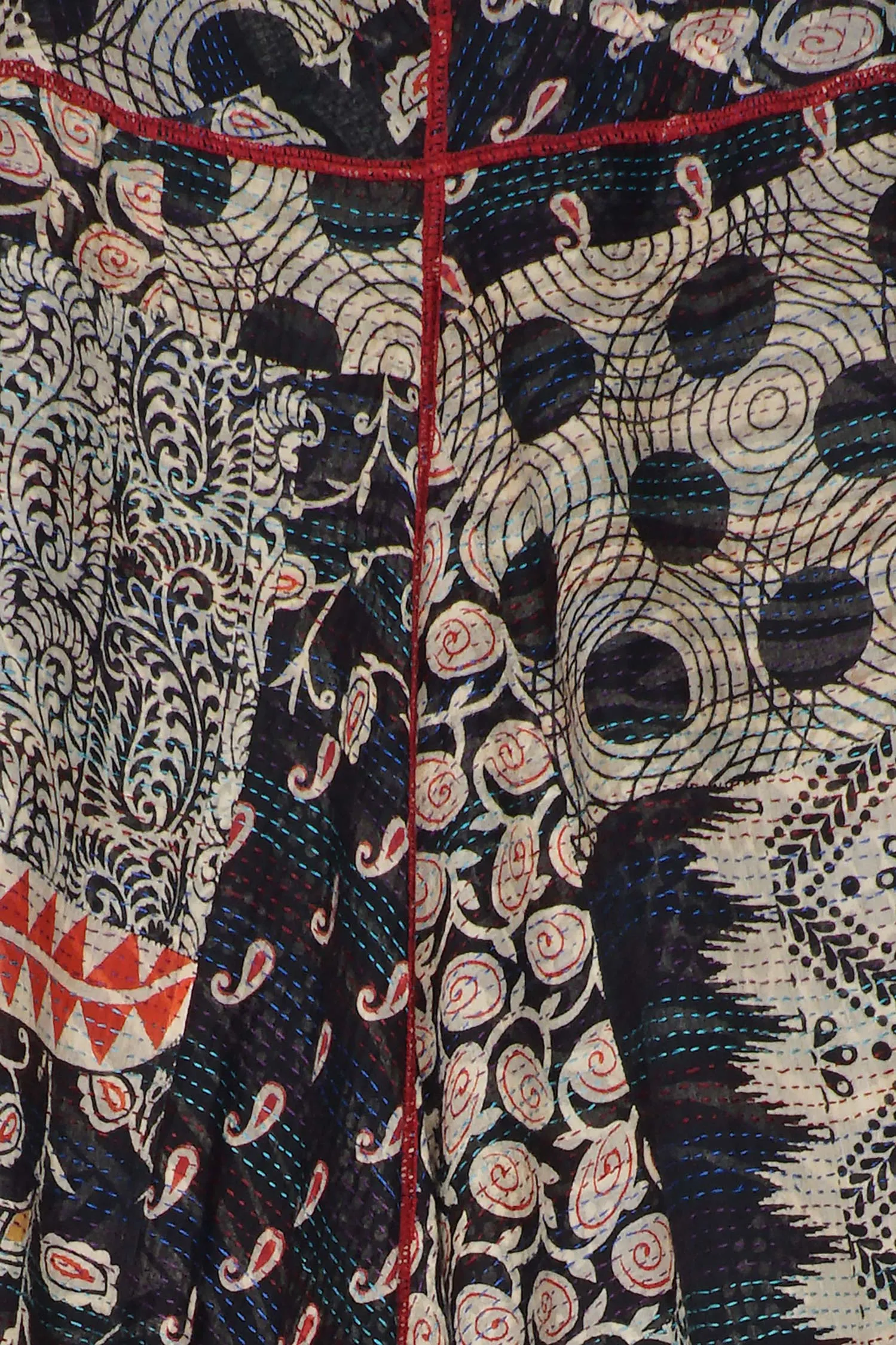 PATCHED PRINT KANTHA WIDE LEG PANTS