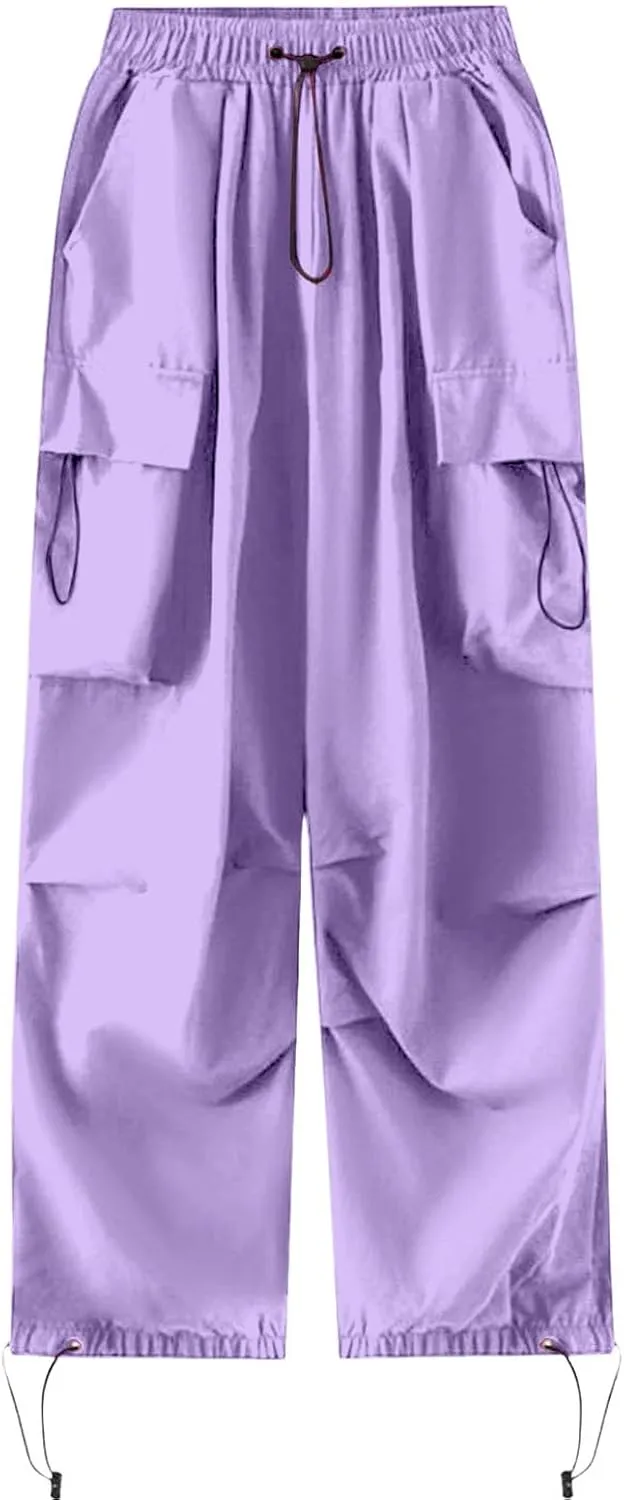 Plus Size Cargo Pants Women Lightweight High Waisted Parachute Pants Trendy Y2K Cargo Sweatpants Joggers