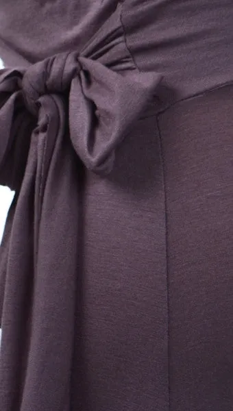 Plus Size Wide Leg Pants with Waist Tie in Charcoal