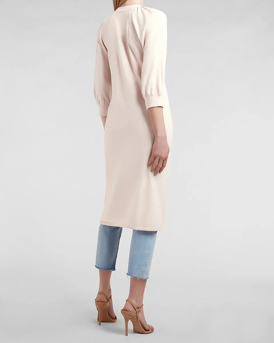 Puff Sleeve Duster Cardigan in Pale Peony