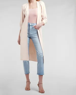 Puff Sleeve Duster Cardigan in Pale Peony