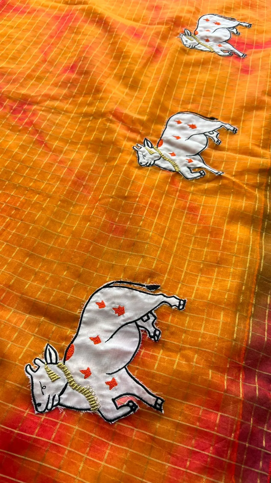 Pure jute silk cow embroidery blouse