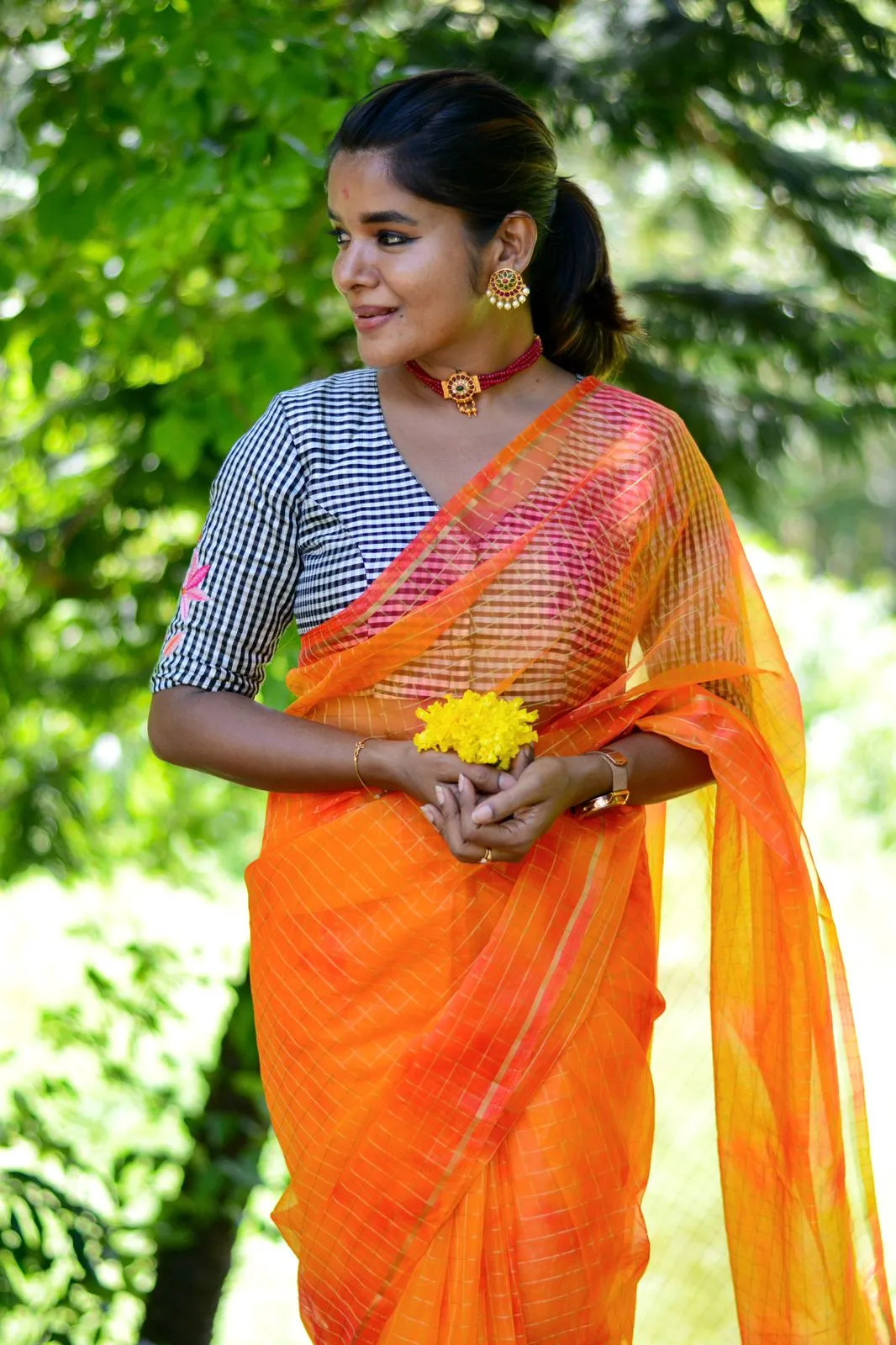 Pure jute silk cow embroidery blouse