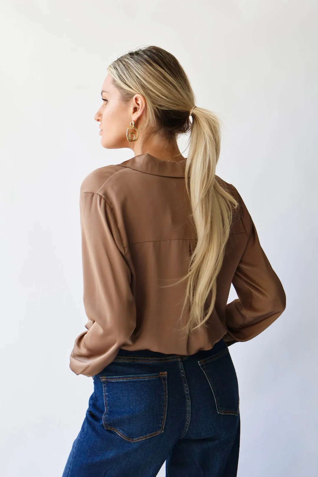 Satin Button Down