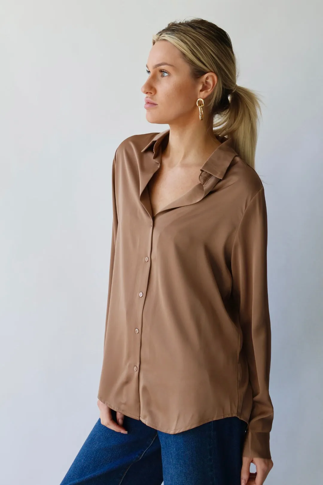 Satin Button Down