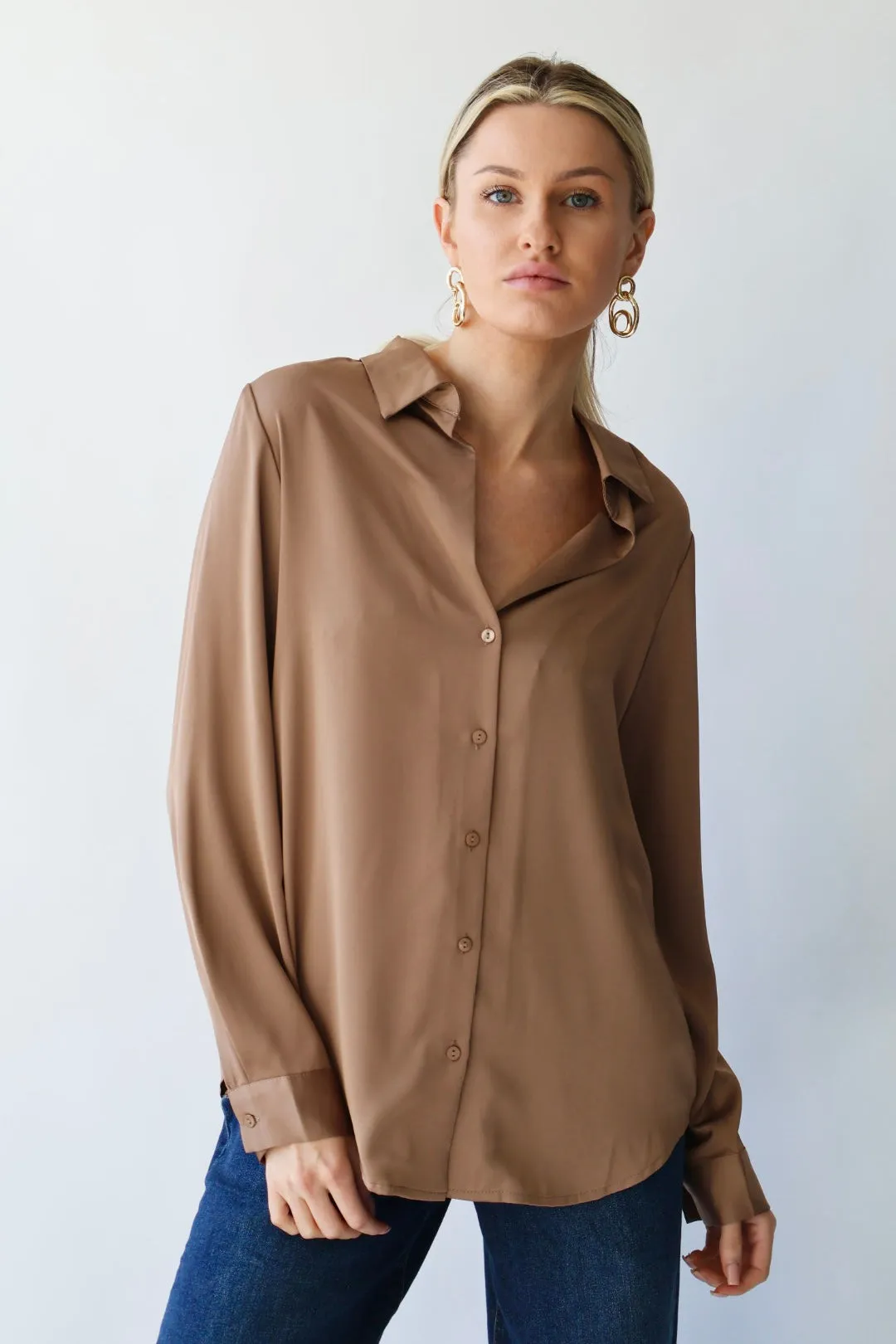Satin Button Down