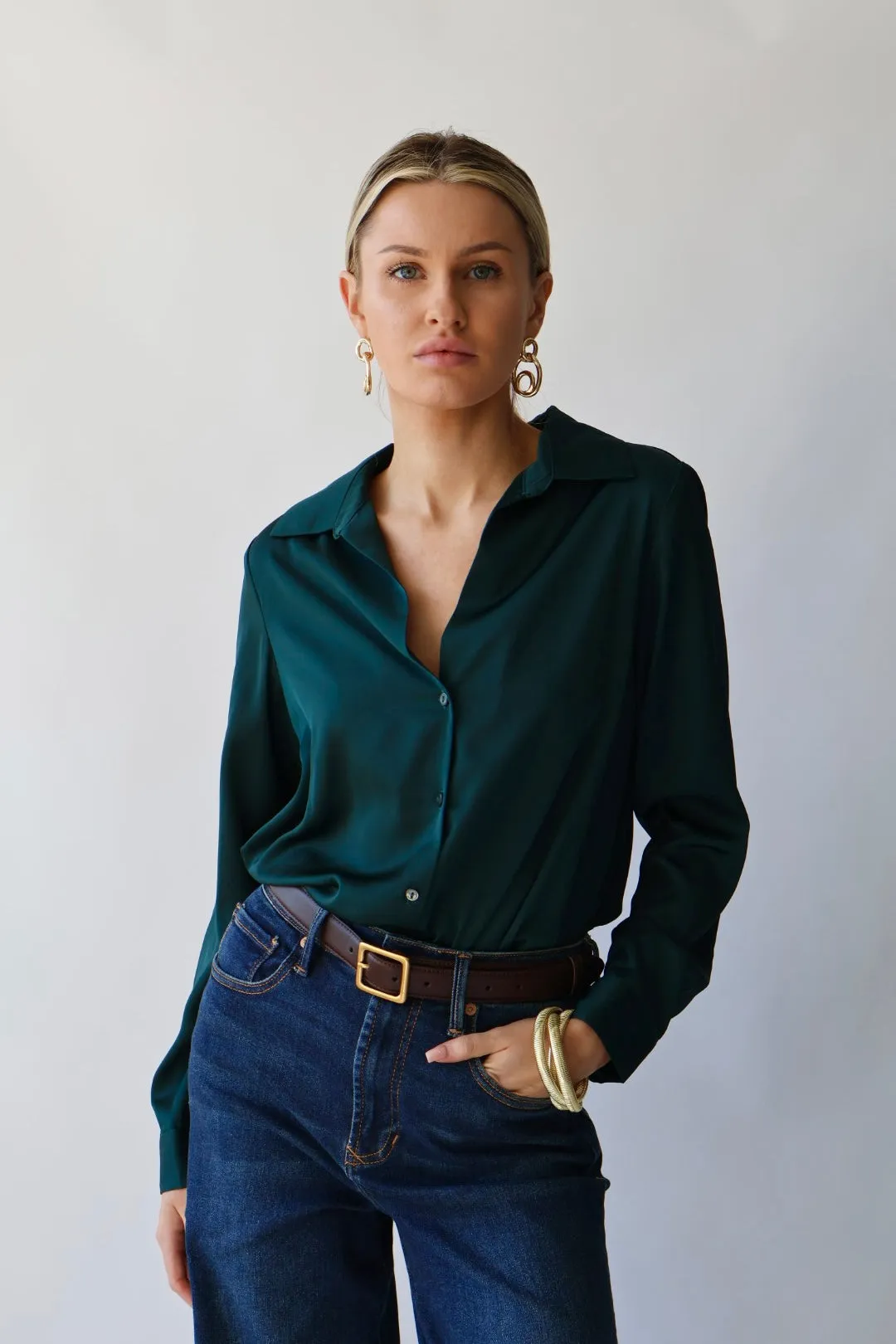 Satin Button Down