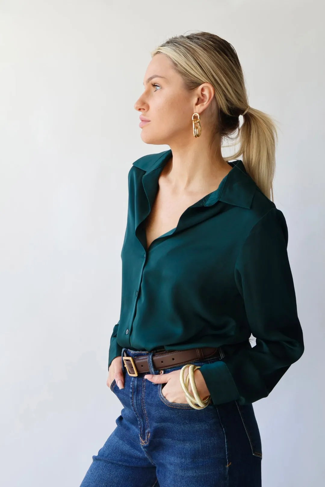 Satin Button Down