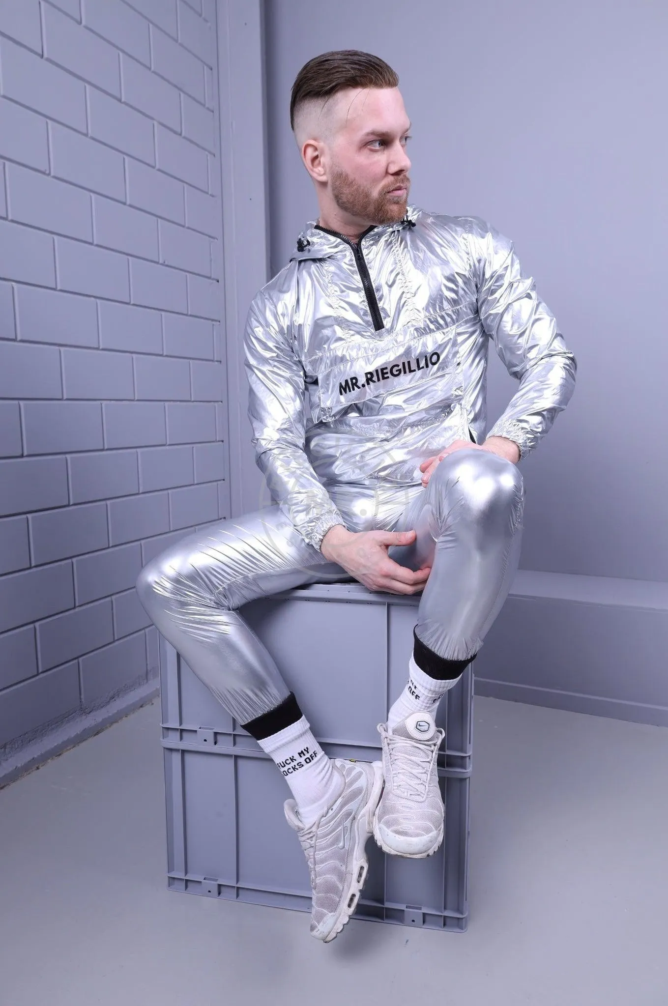 Shiny Nylon Anorak - Silver