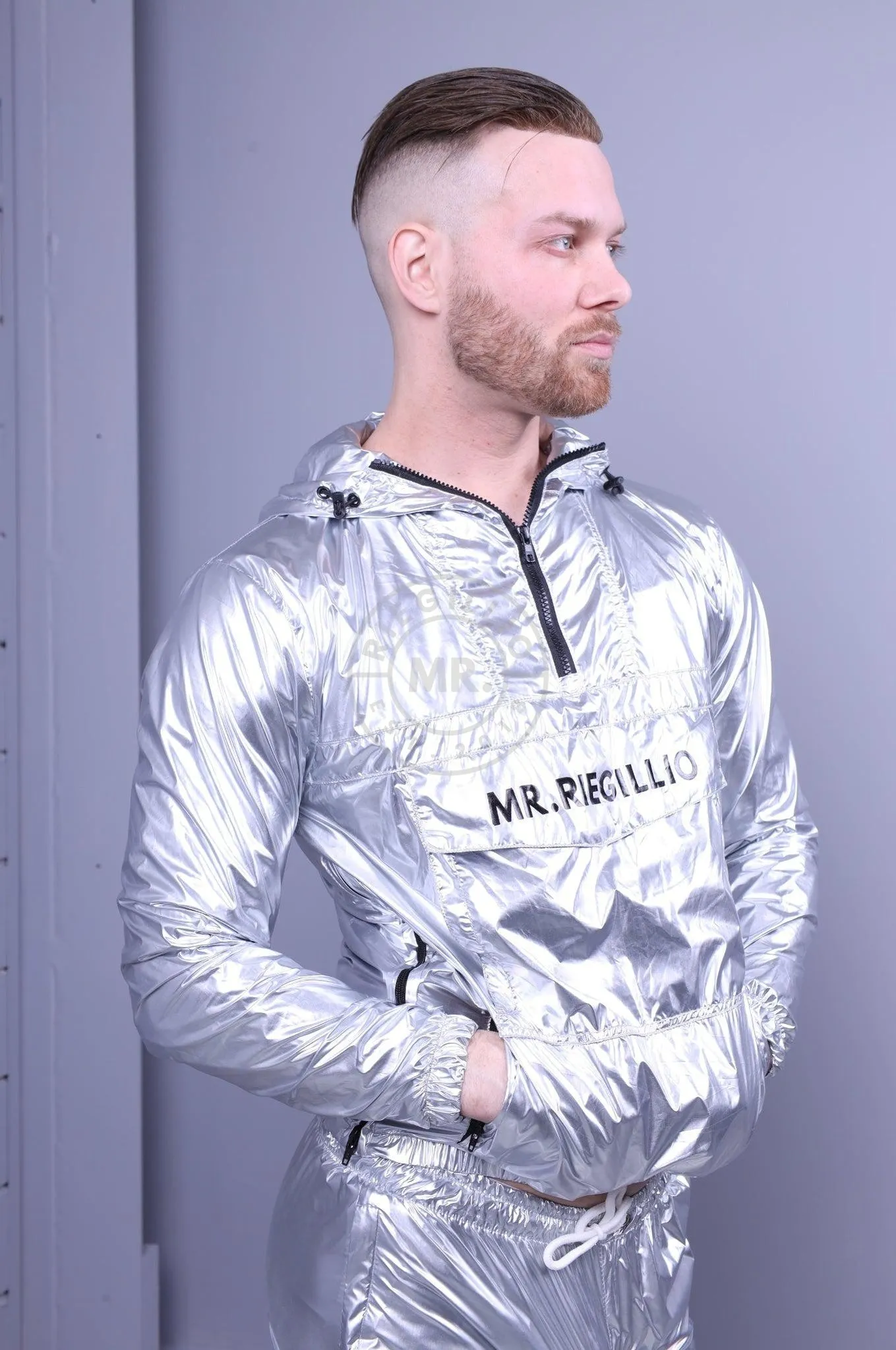 Shiny Nylon Anorak - Silver