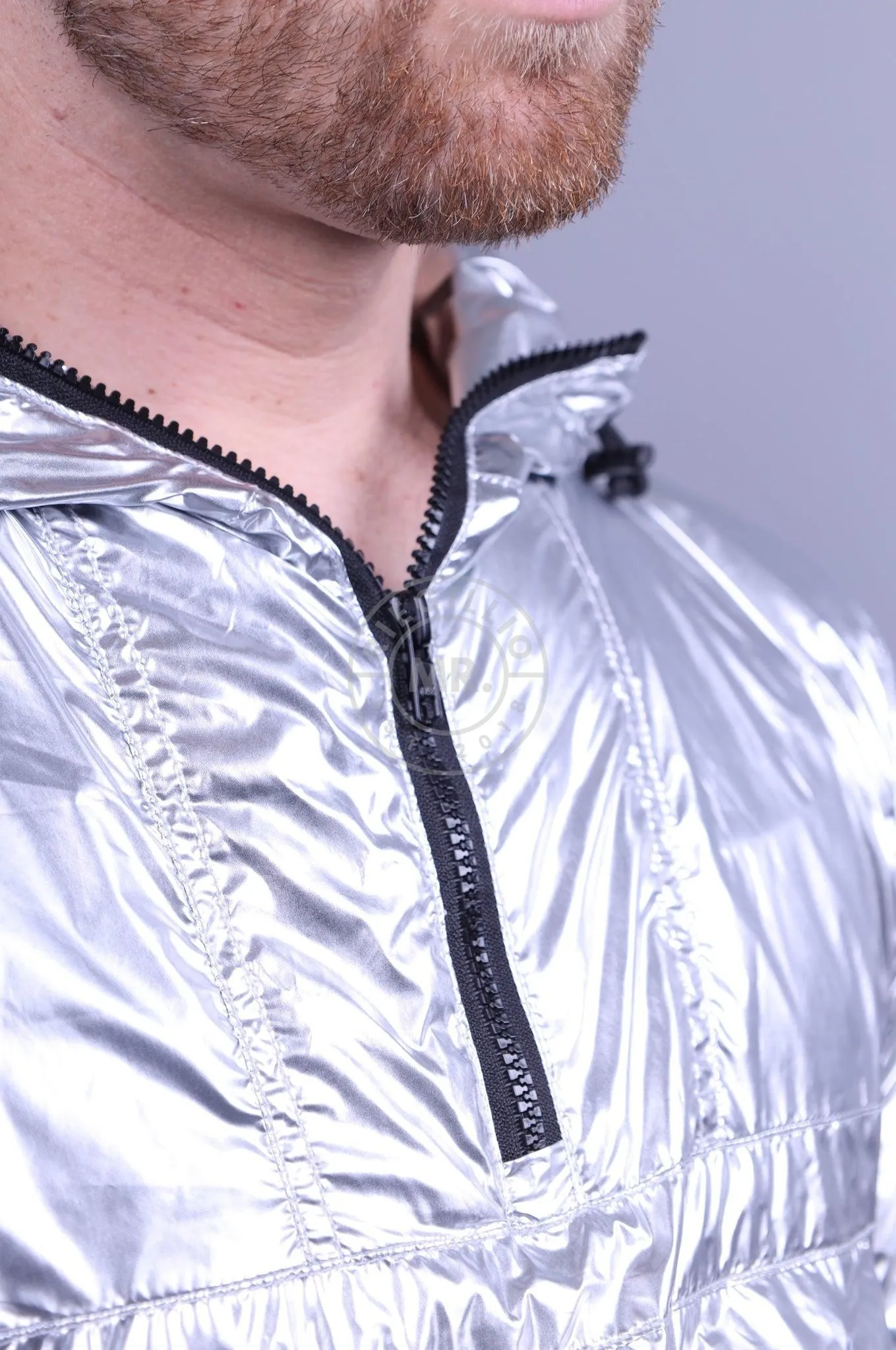 Shiny Nylon Anorak - Silver