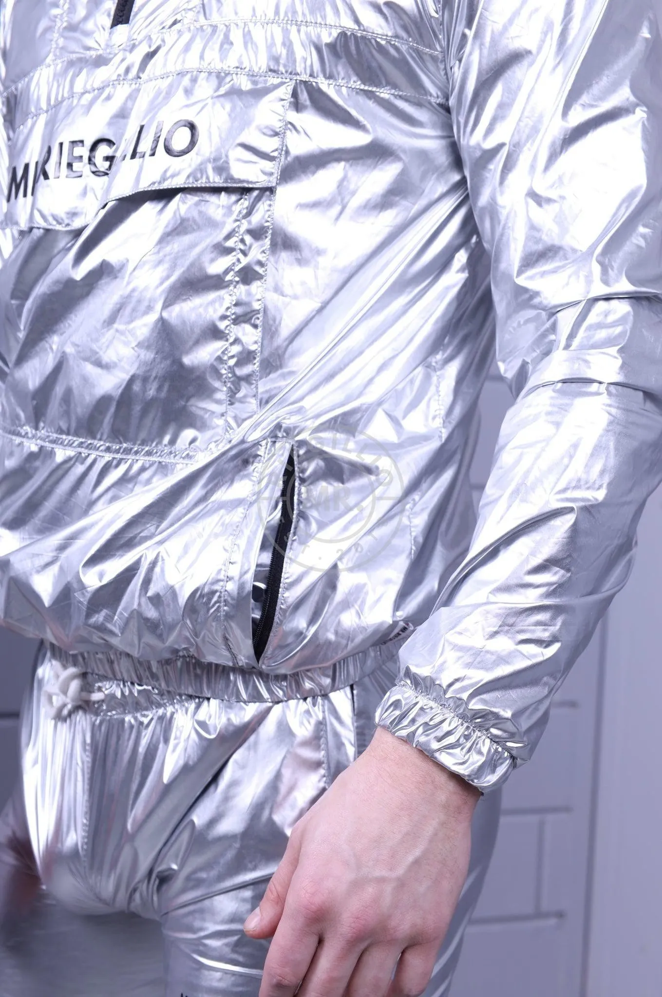 Shiny Nylon Anorak - Silver