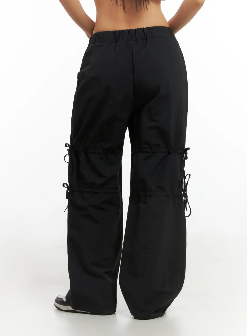 Shirred Ribbon Banded Wide-Leg Pants IS402